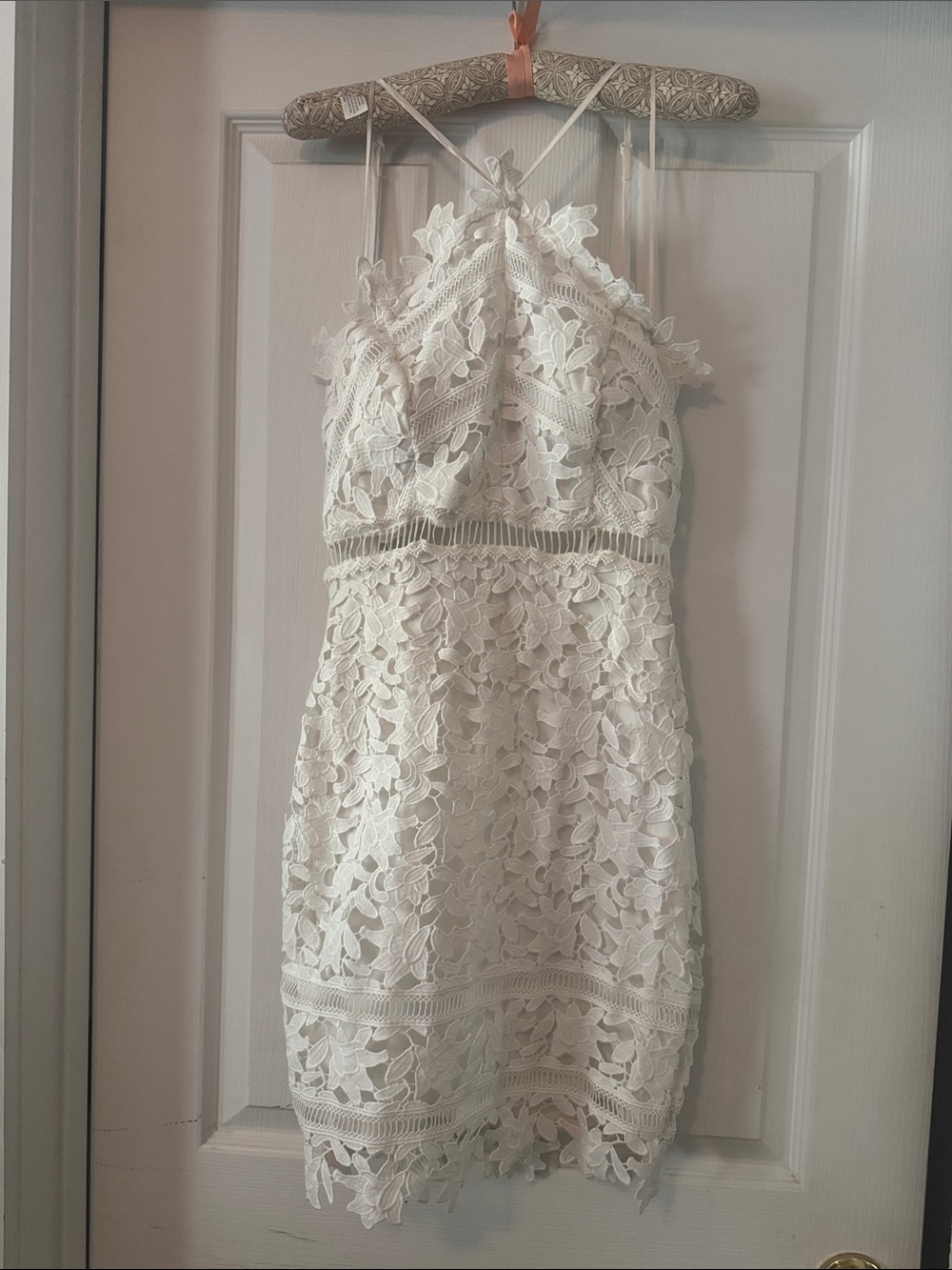 Astr White Floral Lace Mini Dress